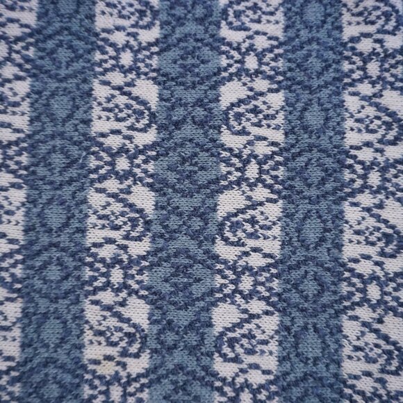 Vintage Concrete Cotton Knit Sweater Blue White Cottagecore Cabincore M - Picture 8 of 9